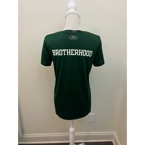 Under Armour Green Short Sleeve Top "Make 'Em Believe" on Front Size Medium - Picture 2 of 4